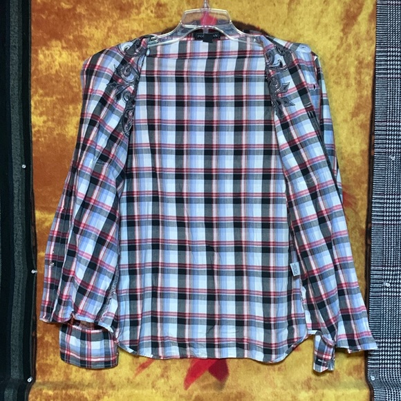 POP ICON-plaid flannel long sleeve stitch-embroidered design button-up shirt - Picture 9 of 10